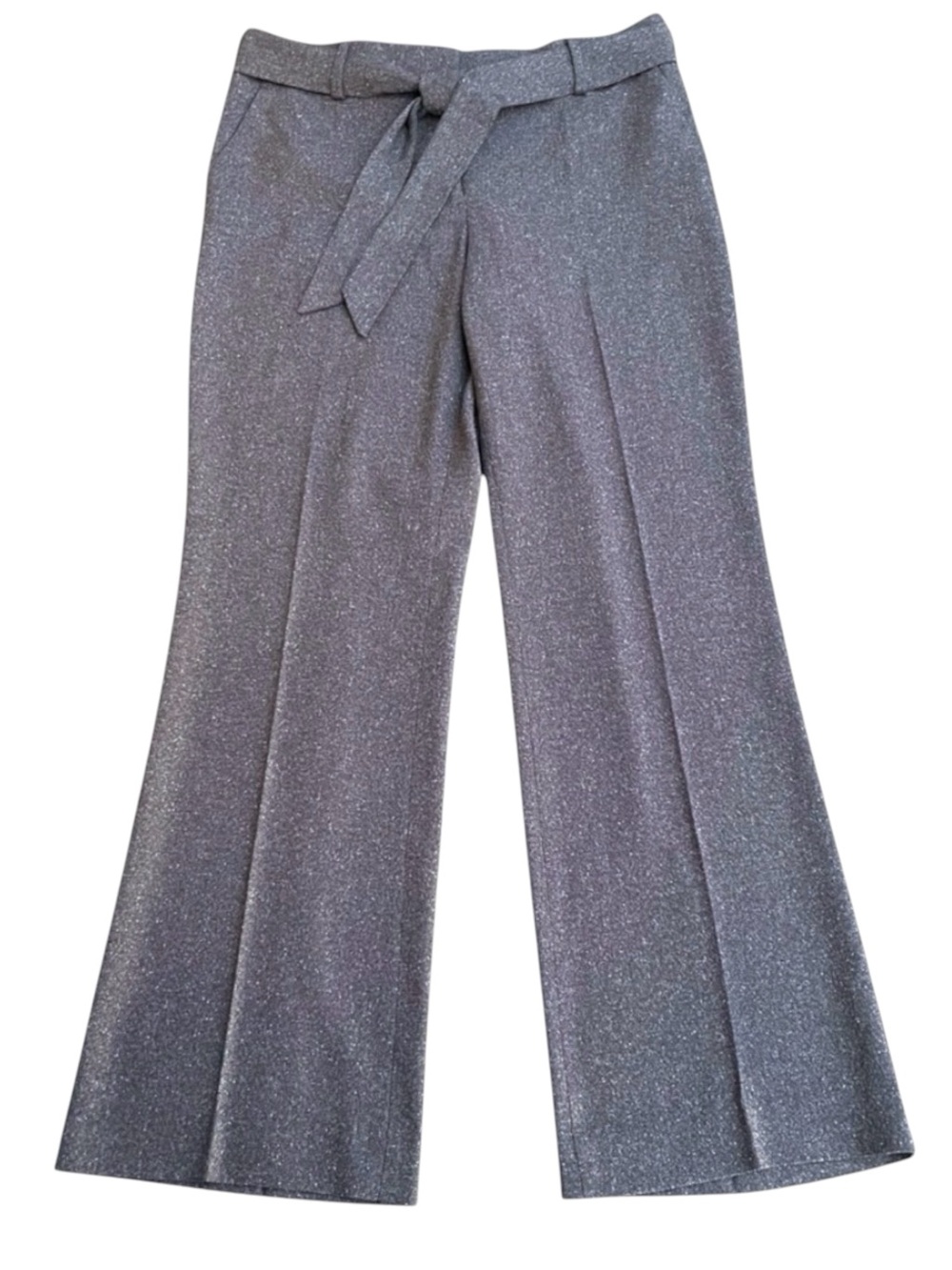 Julie Trouser Blue/White Heathered Straight Leg Tie Belt Pants (12)